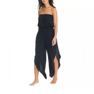 Bar III Black Bandeau Asymmetrical Jumpsuit